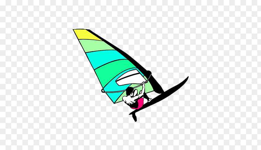 Cartoon Surfing Sailing Sailboat Illustration PNG