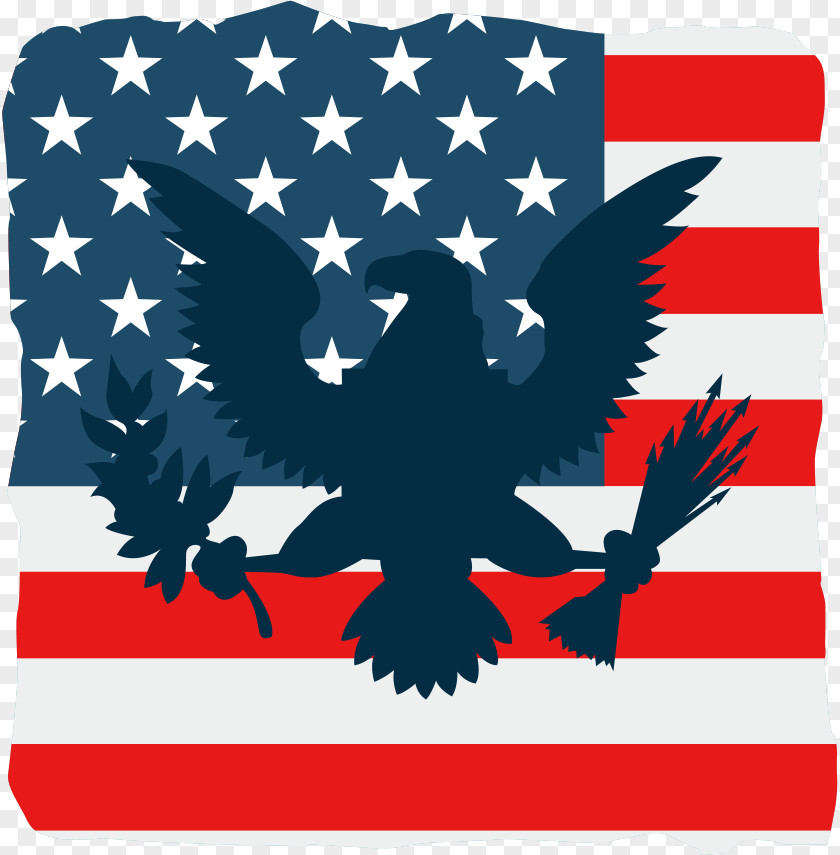 Vector American Flag And Eagle PNG