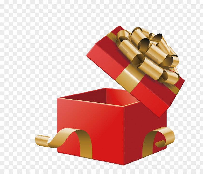 Vector Red Gift Box Christmas Illustration PNG
