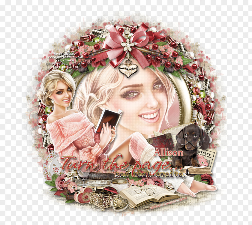 Christmas Ornament Flower Photomontage PNG