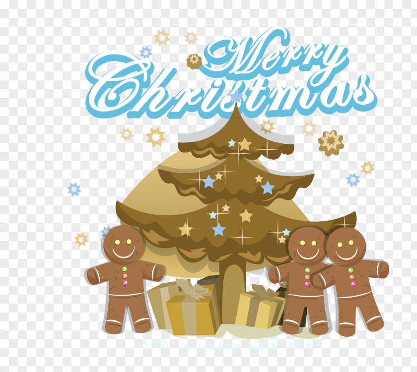 Gingerbread Man Cartoon Christmas Gift Vector Tree Illustration PNG