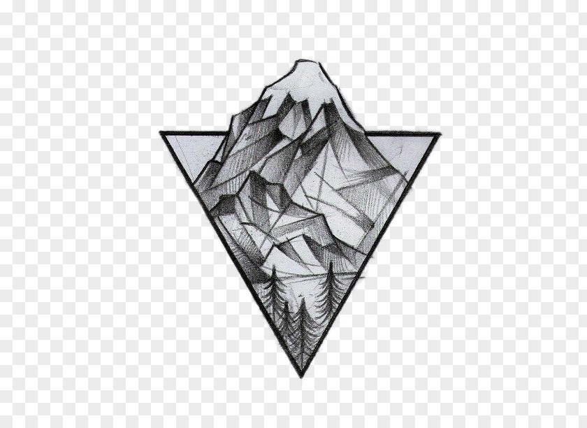 Triangle Mountain Logo Geometry Tattoo Drawing Idea PNG