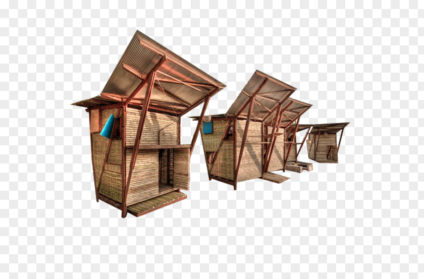 Bamboo House With Rainproof Board Prefabricated Home Tiny Movement Prefabrication Plan PNG