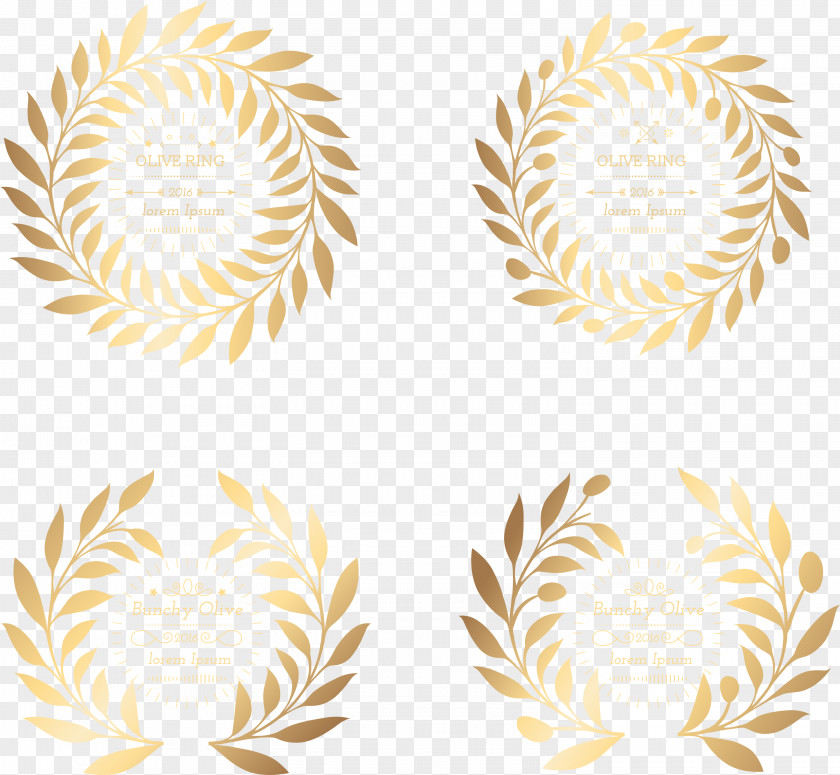 Vector Picture Of Gold Wheat Leaf Wreath Yellow Olive Branch PNG