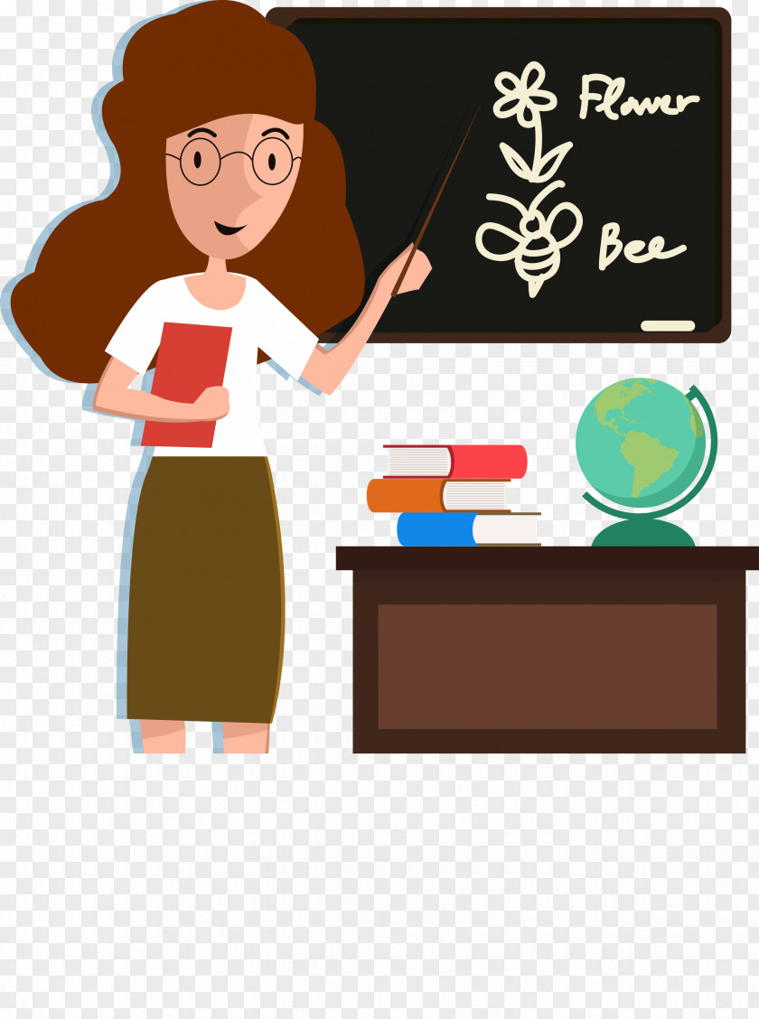 English Teacher Student Classroom Cartoon PNG