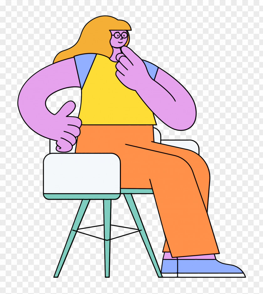 Cartoon Sitting Chair Table Text PNG
