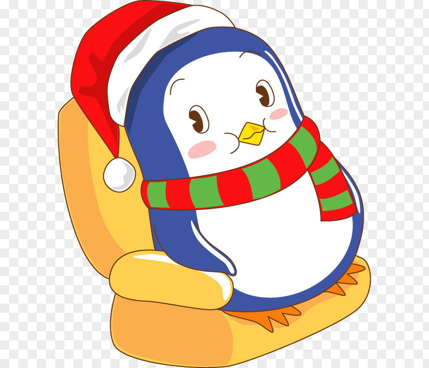 Christmas Penguin Pattern Painted Chair Cartoon PNG
