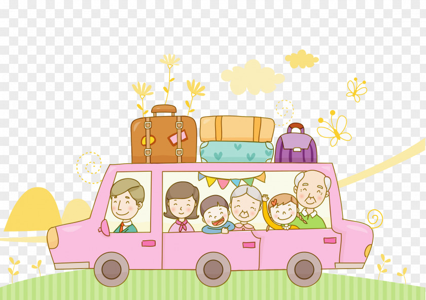 Self Driving Tour Drawing Cartoon Clip Art PNG