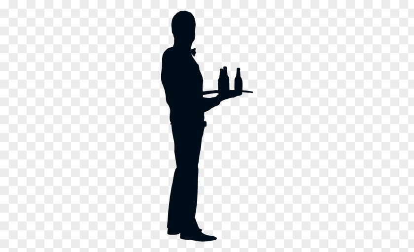 Silhouette Drawing Waiter PNG
