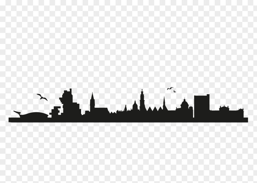 Skyline Silhouette Illustration Wall Decal Sticker Bedroom Living Room PNG