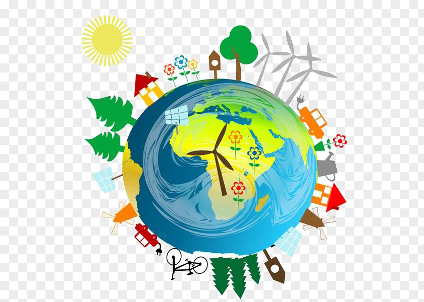 Cartoon Earth Energy Development Alternative Renewable Resource Wind Power PNG