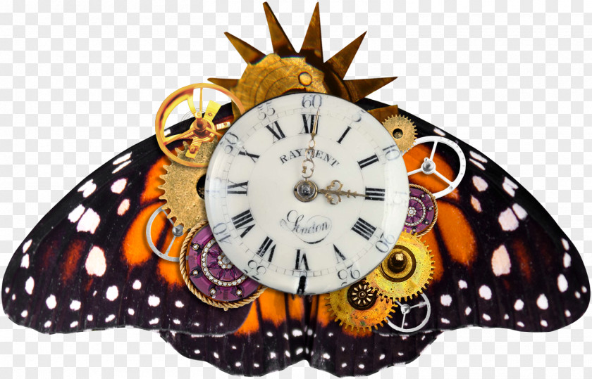 Butterfly Monarch Clock Clip Art PNG