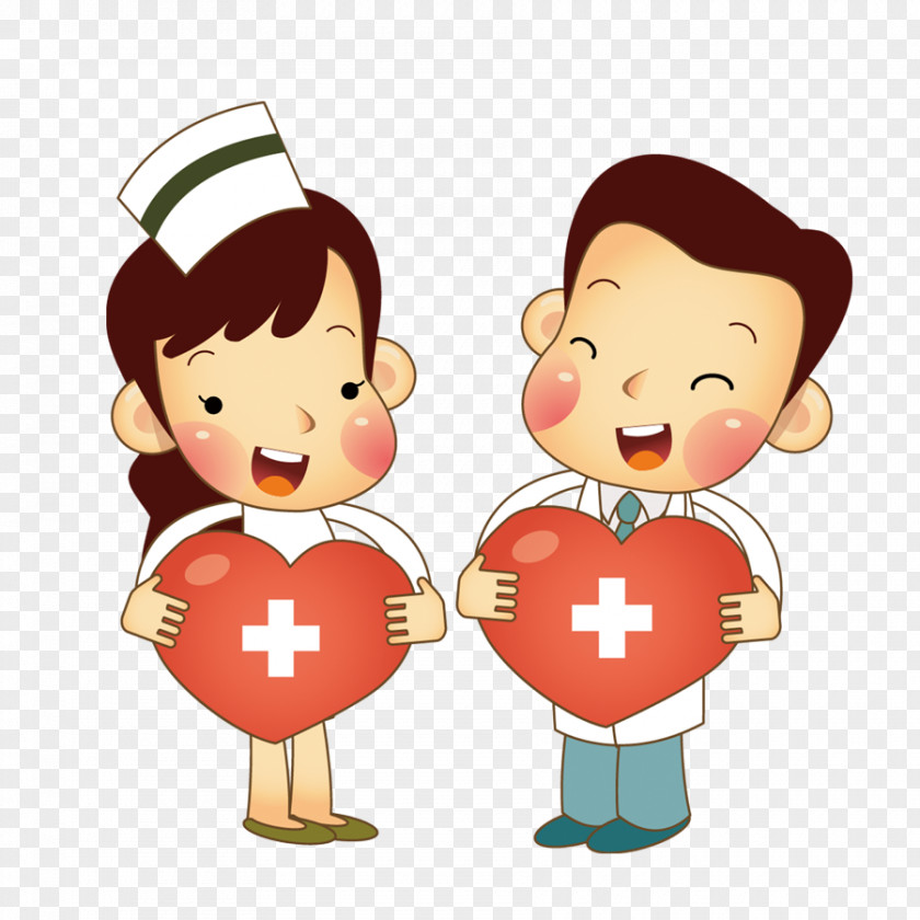 Holding Caring Doctors And Nurses Nurse Physician Cartoon PNG
