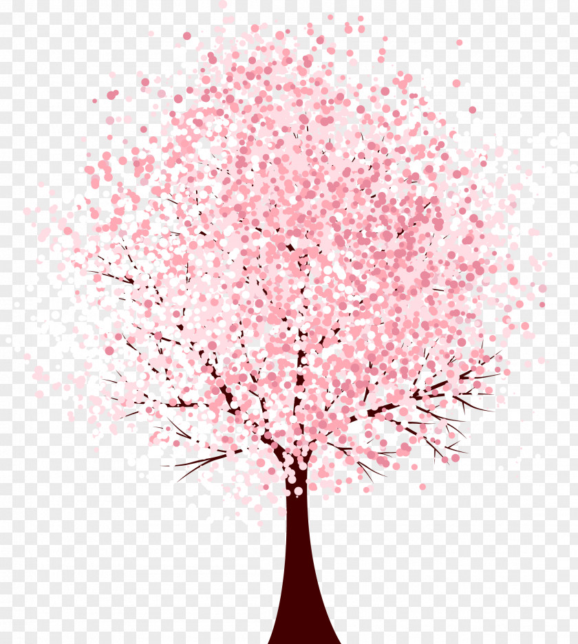 Pink Blooming Tree Vector PNG