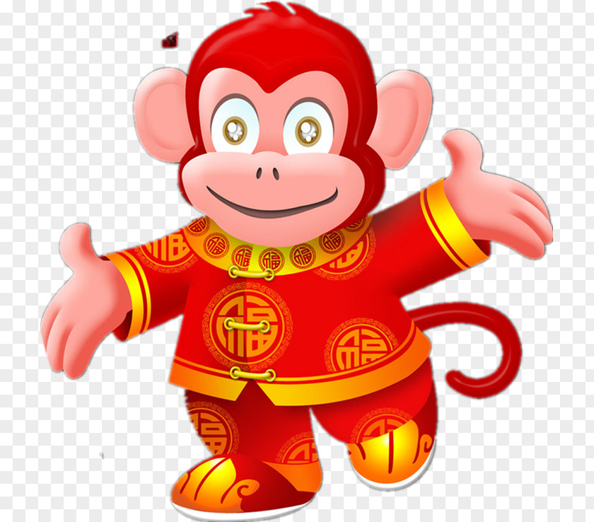 Cartoon Monkey Chinese New Year Zodiac Firecracker Fireworks PNG