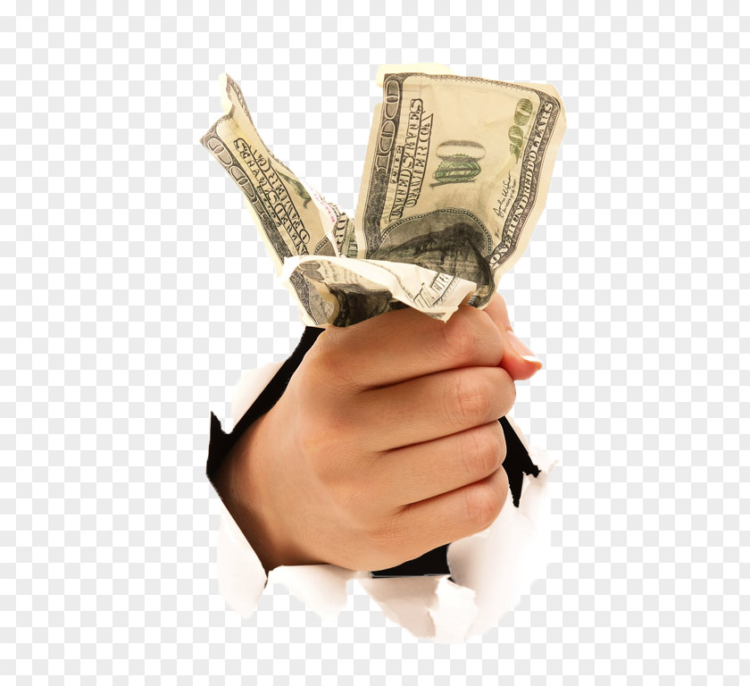 Broken Hand Holding Dollar Bills United States PNG