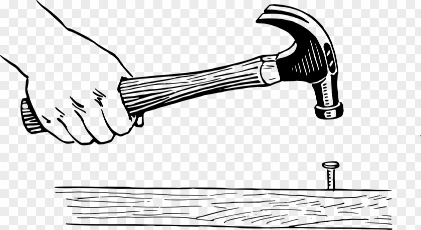 Hammer And Nails Line Art Drawing Clip PNG