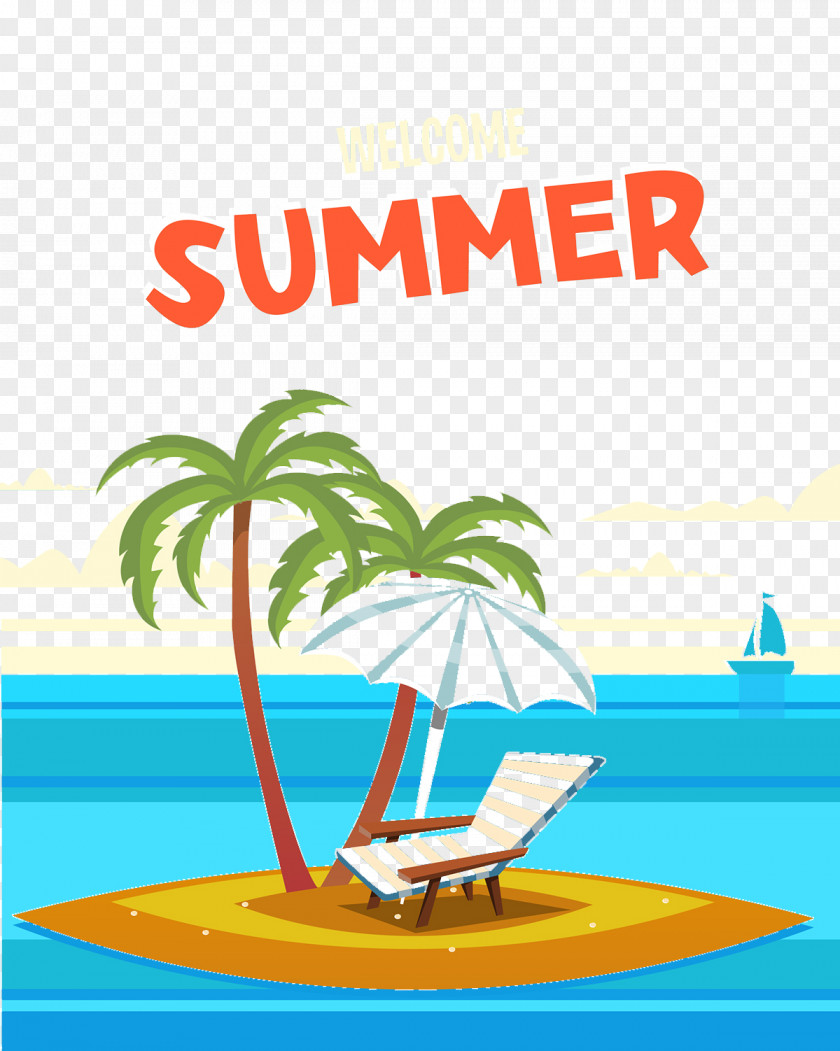 Summer Beach Vacation Poster Sandy PNG