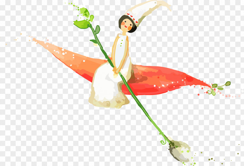Vector Creative Hand-painted Watercolor Flower Fairy Drawing Painting PNG