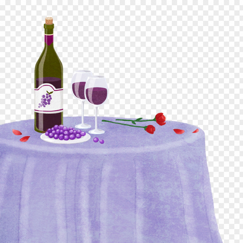 Stood A Table Wine Cartoon Bijin Illustration PNG