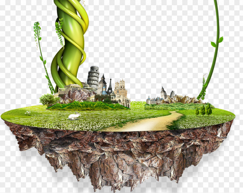 City Floating Island Download Fundal PNG
