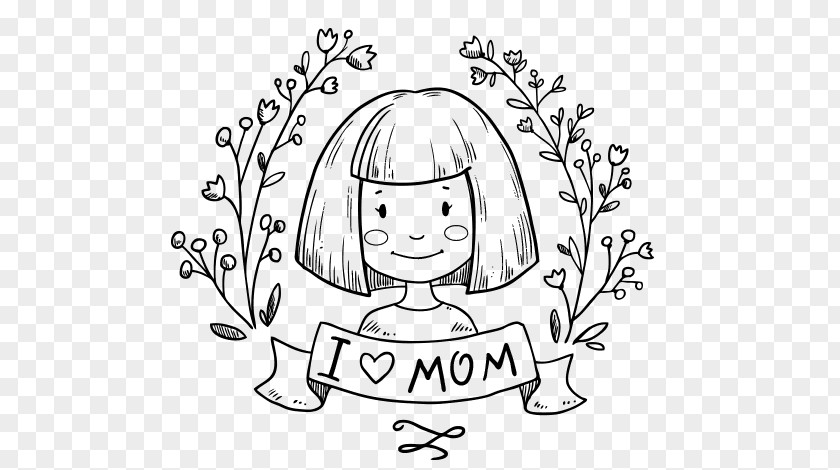 I Love You Mom Drawing Mother Coloring Book PNG