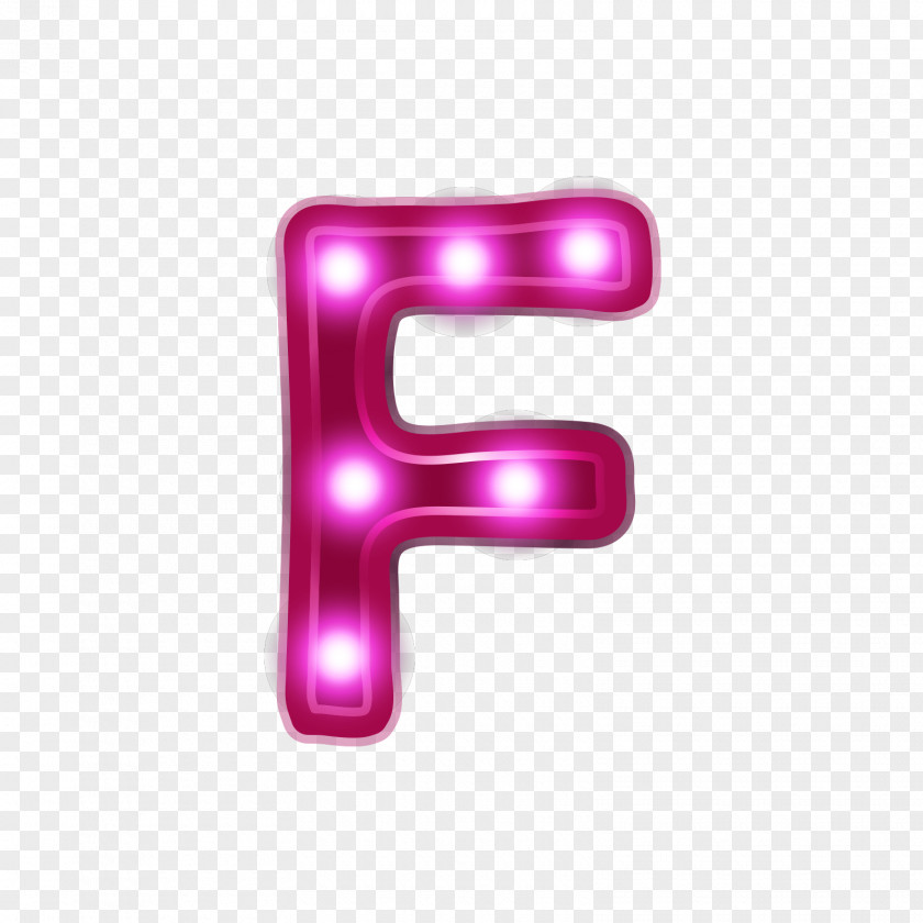 Neon Alphabet F Letter Font PNG
