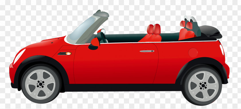 Vector Red Sports Car MINI Cooper PNG