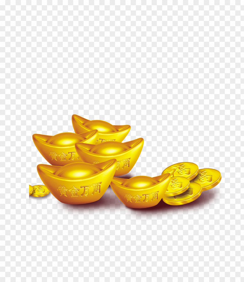 Gold Ingot Sycee Chinese New Year Download PNG