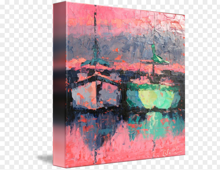 Sunset Reflection Painting Acrylic Paint Modern Art PNG