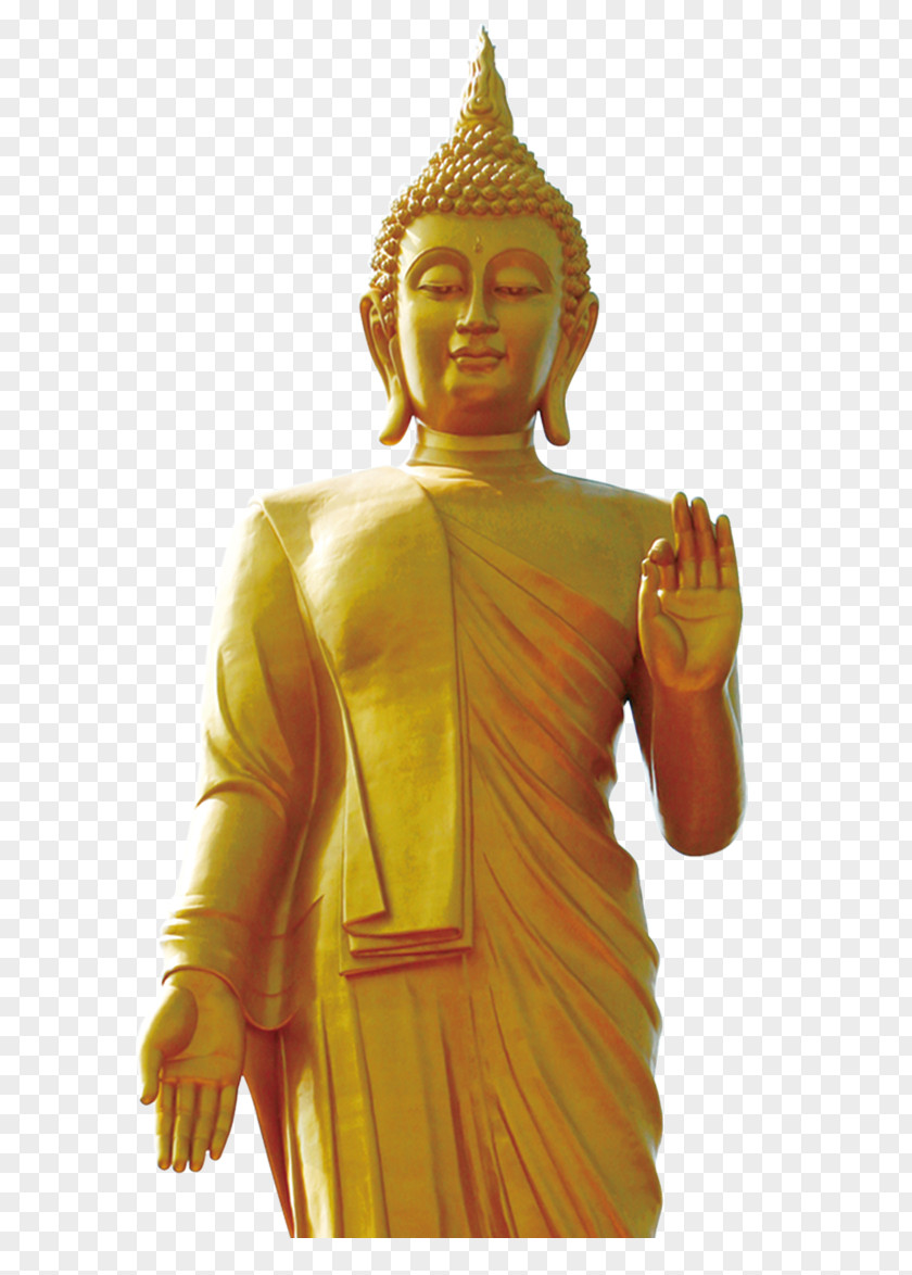 Yellow Buddha Sculpture Thailand Gautama Statue Standing PNG