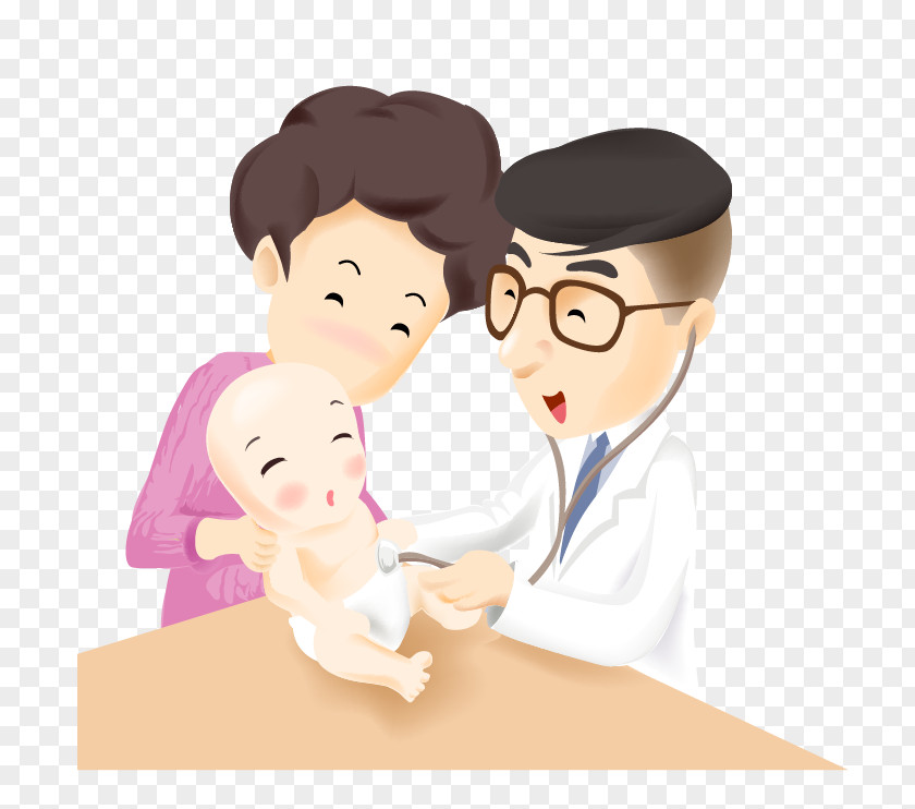 The Doctor Gave Child To See A Cartoon Nurse Physician Illustration PNG