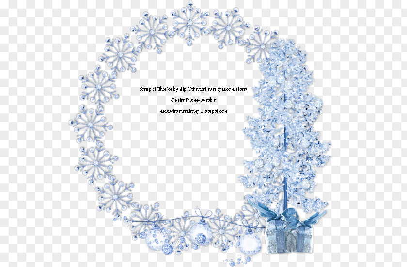 Blue Ice Winter Cluster Picture Frames Bee Pattern PNG