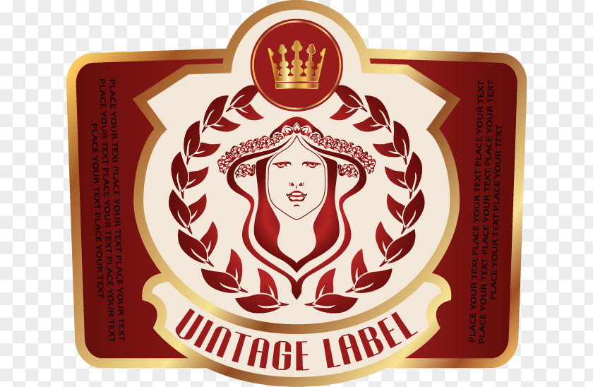 Phnom Penh Crown On Red Painted Figures Label Vintage Royalty-free Retro Style PNG