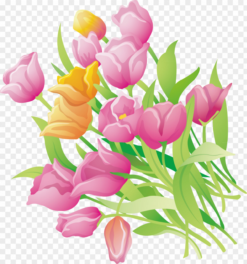 Tulip Decoration Design Vector Floral PNG