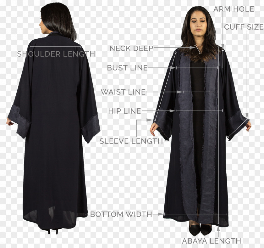 Black Abaya Mantle Robe Overcoat Sleeve Academic Dress PNG