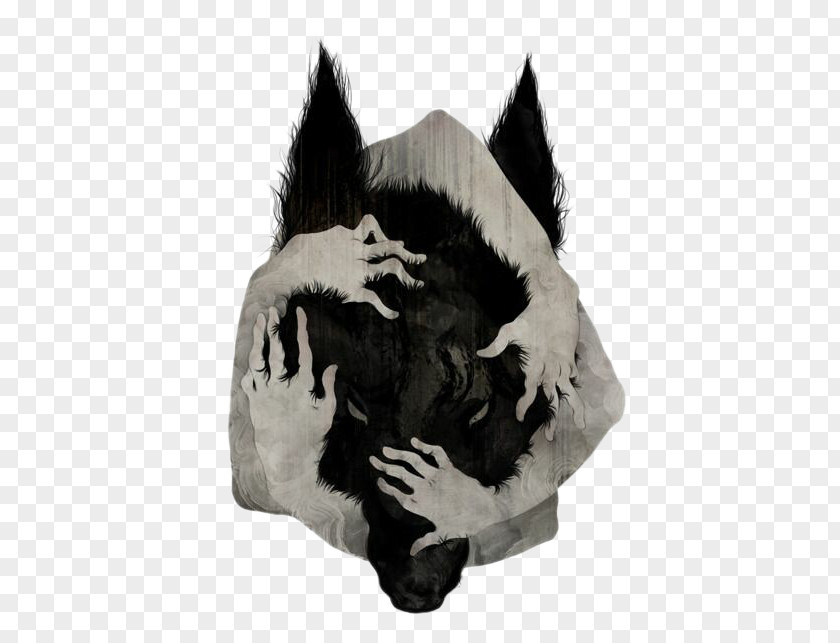Creative Werewolf Avatar Beagle Dachshund African Wild Dog Drawing Illustration PNG