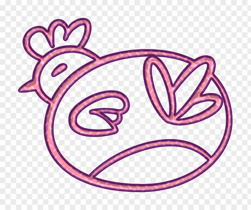 Line Art Pink Animal Icon Back Bird PNG