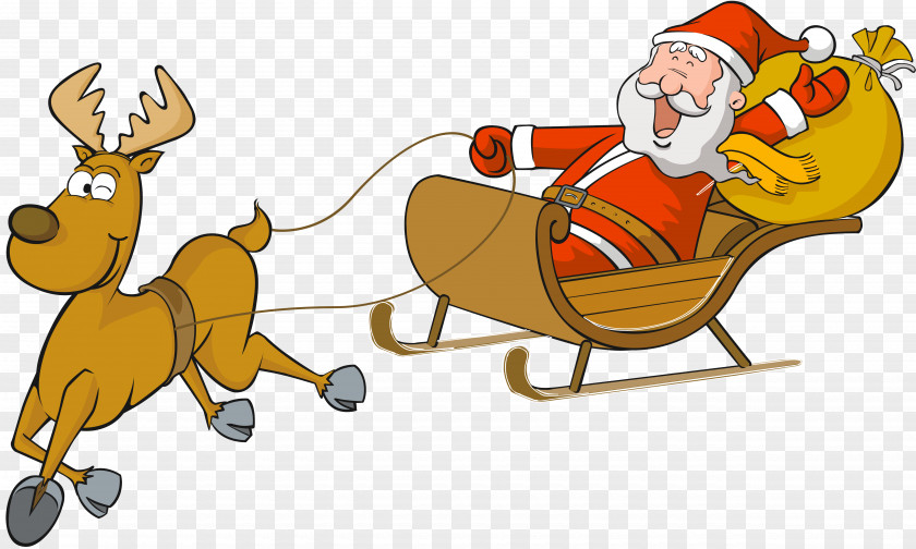 Santa Sleigh Ded Moroz Claus Reindeer Cartoon Christmas PNG