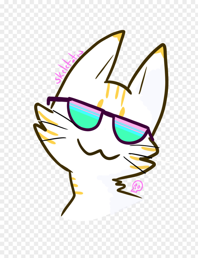 Cool Cat Glasses Nose Line Art Clip PNG