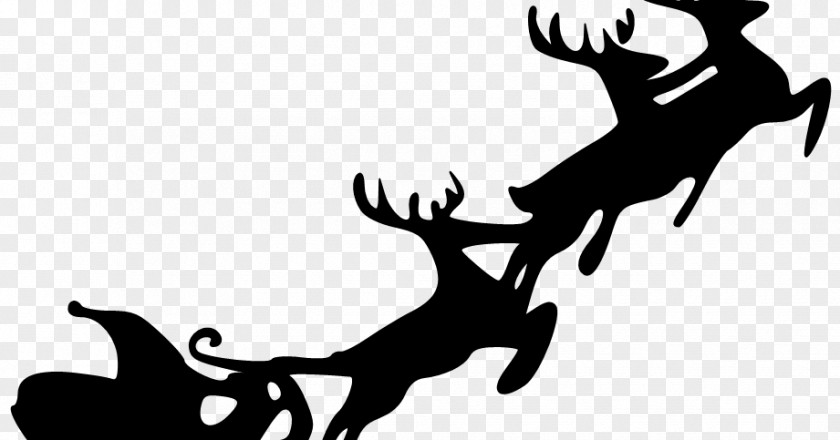 Santa Sleigh Claus Reindeer Sled Christmas Clip Art PNG