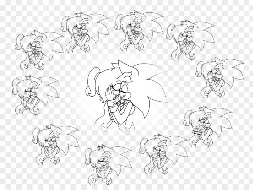 Sonic Crying Line Art Cartoon Character Sketch PNG