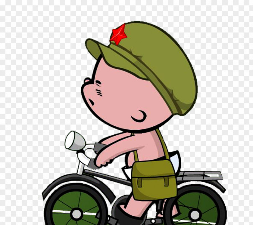Bicycle Soldier Cartoon Creative Illustration PNG