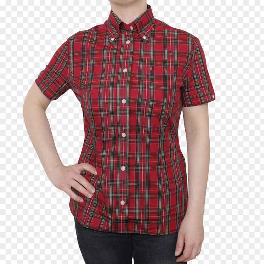 Button Down Hemd Tartan Maroon PNG