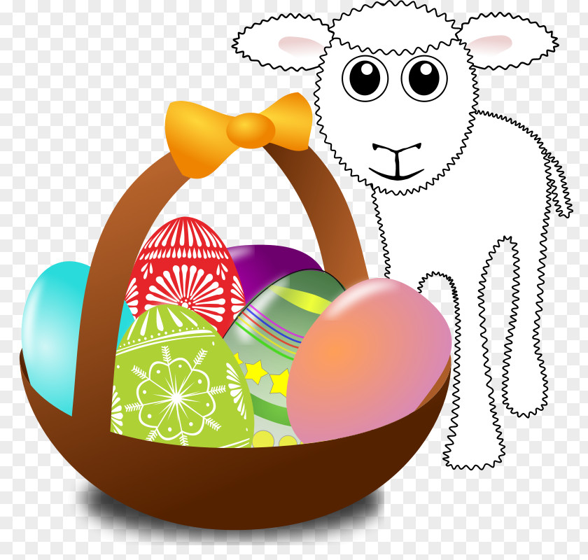 Cartoon Lambs Easter Bunny Child Basket Egg PNG