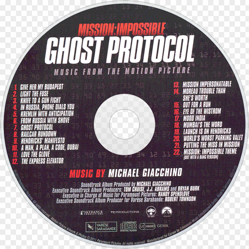 Mission: Impossible Ghost Protocol: Shooting Diary Compact Disc Film PNG