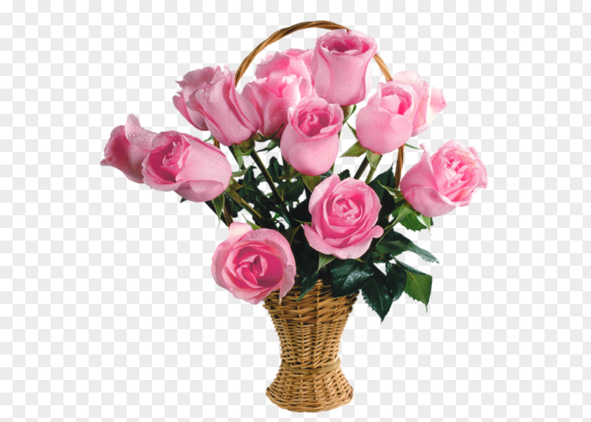 Pink Roses Rose Flower Bouquet Basket PNG
