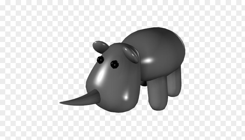 Gray Rhino Rhinoceros Cartoon Animal 3D Modeling Cuteness PNG