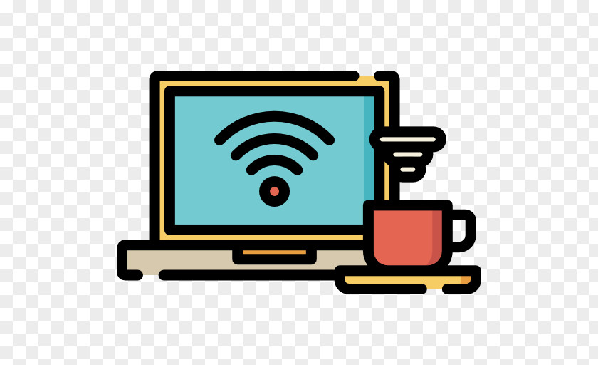 Laptop Coffee Line Clip Art PNG