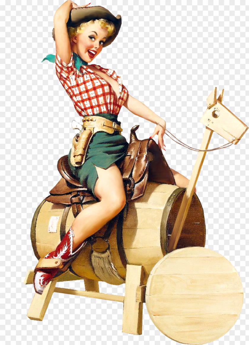 Pin-up Girl Retro Style Poster Gift Canvas PNG girl style Canvas, gift, woman riding wooden horse clipart PNG